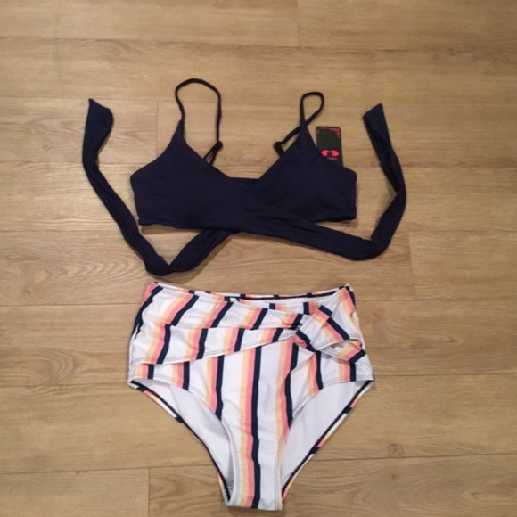 Women's Push Up Cross Wrap High Waisted Bikini Swimsuit - Picture 5 of 8